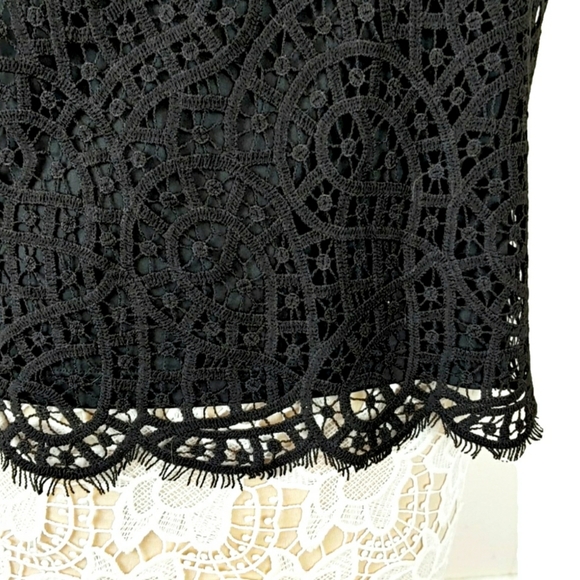 NWT-Philosophy Black or White Lace Short Slv Top - Picture 6 of 9